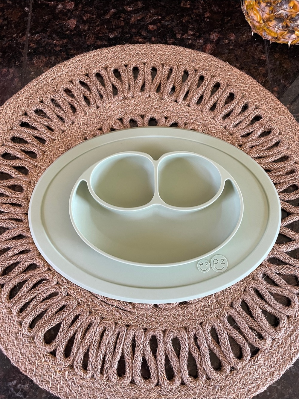 ezpz Sage Green Suction Divided Plate for Kids